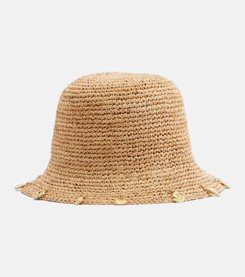 Embellished raffia bucket hat | Oséree