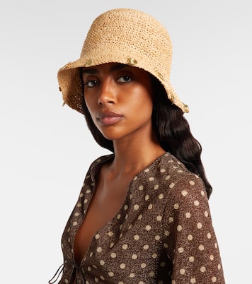Embellished raffia bucket hat | Oséree