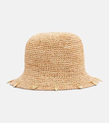 Embellished raffia bucket hat | Oséree