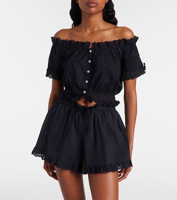 Nala broderie anglaise cotton poplin crop top | Poupette St Barth