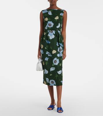 Floral cotton-blend faille midi dress | Erdem