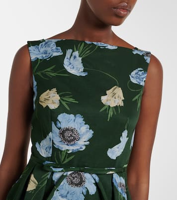 Floral cotton-blend faille midi dress | Erdem