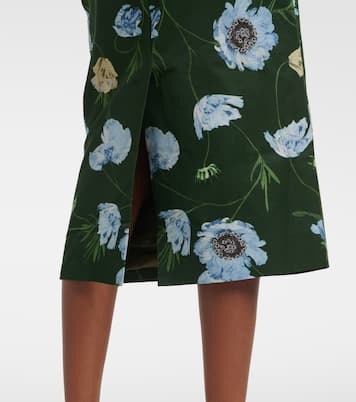 Floral cotton-blend faille midi dress | Erdem