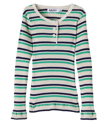 Ruby striped ribbed-knit cotton T-shirt | Molo