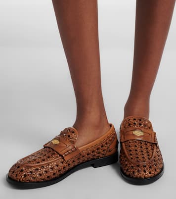Woven leather penny loafers | Miu Miu