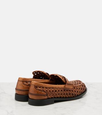 Woven leather penny loafers | Miu Miu