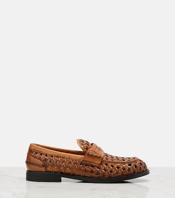 Woven leather penny loafers | Miu Miu
