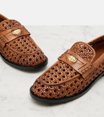 Woven leather penny loafers | Miu Miu
