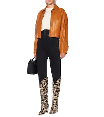 Zebra-print calf hair knee-high boots | Paris Texas