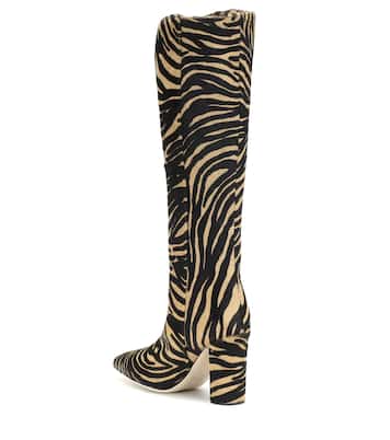 Zebra-print calf hair knee-high boots | Paris Texas