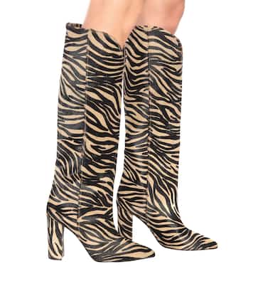 Zebra-print calf hair knee-high boots | Paris Texas