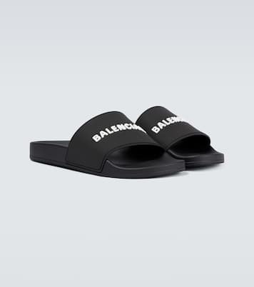 Mules Pool en caoutchouc à logo | Balenciaga