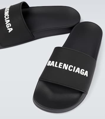 Mules Pool en caoutchouc à logo | Balenciaga