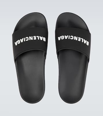 Mules Pool en caoutchouc à logo | Balenciaga