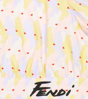 Printed puff-sleeve cotton crop top | Fendi Kids