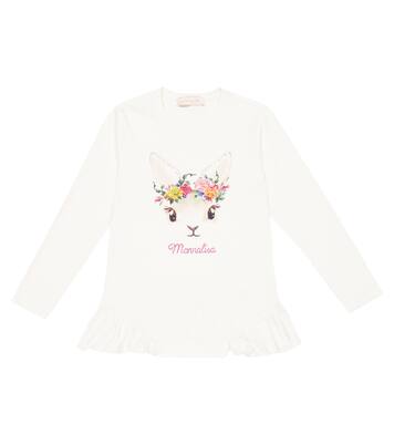 Embellished cotton-blend jersey top | Monnalisa