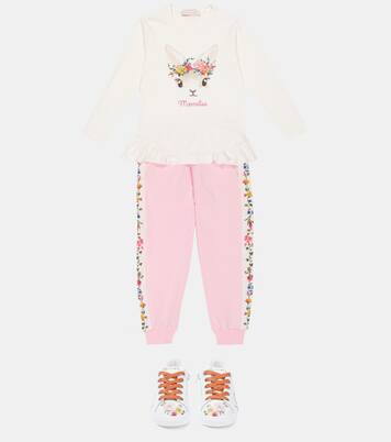 Embellished cotton-blend jersey top | Monnalisa