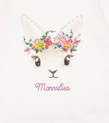 Embellished cotton-blend jersey top | Monnalisa