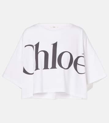 T-shirt raccourci en coton à logo | Chloé