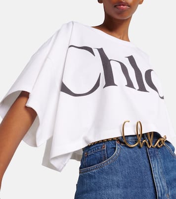 T-shirt raccourci en coton à logo | Chloé