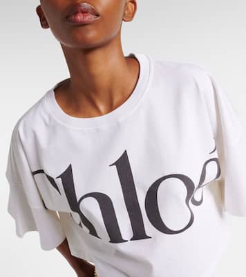 T-shirt raccourci en coton à logo | Chloé
