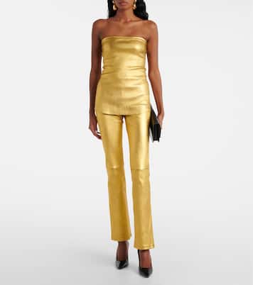 Mid-Rise-Hose JP Long aus Metallic-Leder | Stouls