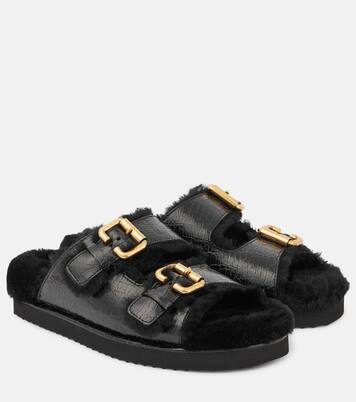 Sandalen Nil aus Leder mit Shearling | Chloé
