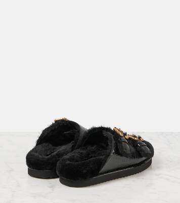 Sandalen Nil aus Leder mit Shearling | Chloé