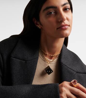 Dado Jumbo 18kt gold and wood pendant necklace with diamonds | Marie Lichtenberg