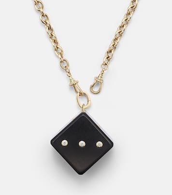 Dado Jumbo 18kt gold and wood pendant necklace with diamonds | Marie Lichtenberg