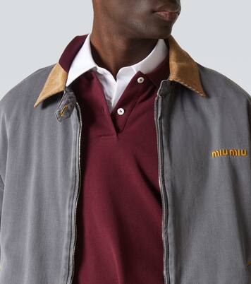 Velvet-trimmed cotton chambray blouson | Miu Miu