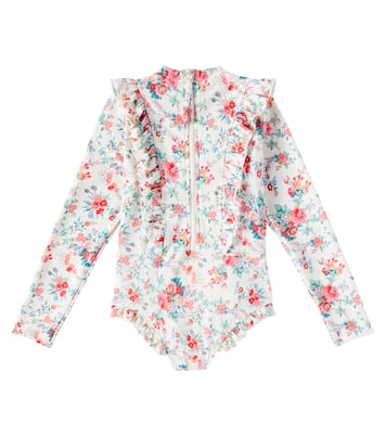Aurelie floral ruffled rashguard swimsuit | Louise Misha