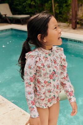 Aurelie floral ruffled rashguard swimsuit | Louise Misha