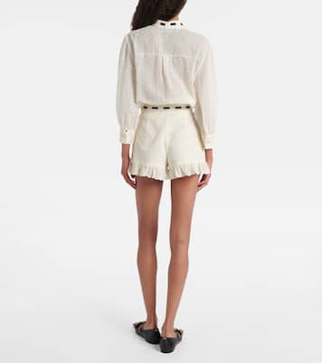 Floral ruffled cotton shorts | Valentino