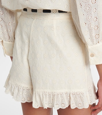 Floral ruffled cotton shorts | Valentino