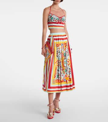 Printed halterneck cotton crop top | Dolce&Gabbana