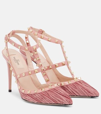Escarpins Rockstud 100 en velours et cuir | Valentino Garavani