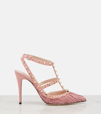 Escarpins Rockstud 100 en velours et cuir | Valentino Garavani