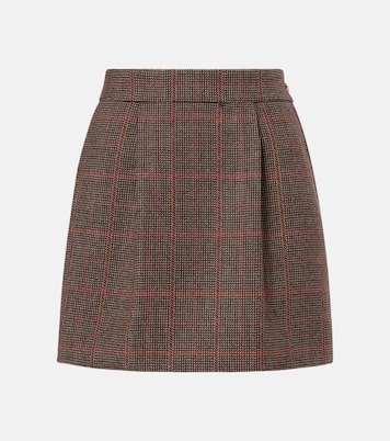 Mini-jupe en laine vierge à carreaux | Chloé