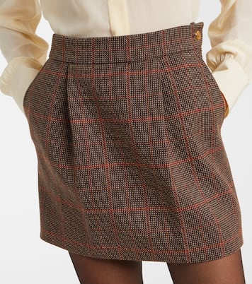 Mini-jupe en laine vierge à carreaux | Chloé