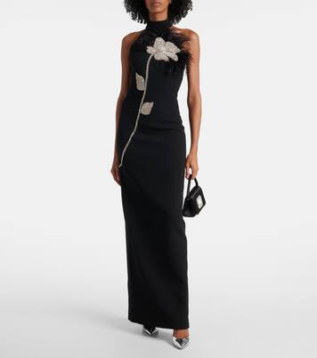 Robe longue Starlight à perles et plumes | Rebecca Vallance