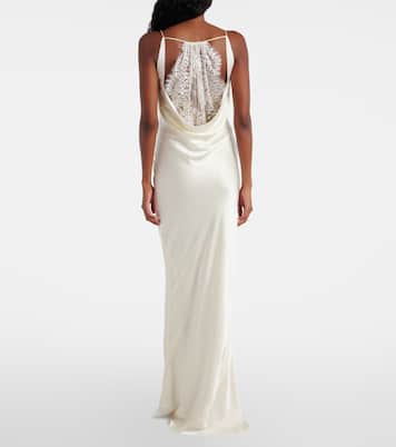 Robe en satin de soie et dentelle | Rotate