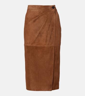 Jerez gathered suede pencil skirt | Max Mara