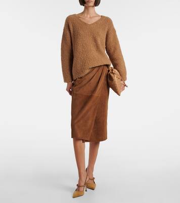 Jerez gathered suede pencil skirt | Max Mara