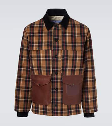 Checked leather-trimmed cotton jacket | Junya Watanabe
