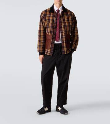 Checked leather-trimmed cotton jacket | Junya Watanabe