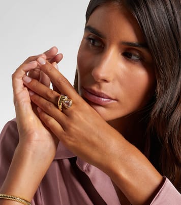 Toi Et Moi 18kt gold ring with amethyst and morganite | Marina B