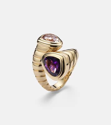 Toi Et Moi 18kt gold ring with amethyst and morganite | Marina B