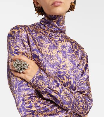 Blusa in raso di seta con stampa floreale | Dries Van Noten