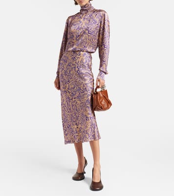 Blusa in raso di seta con stampa floreale | Dries Van Noten